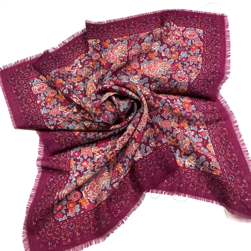Cacharel Vintage Plum Floral Scarf 35” Square